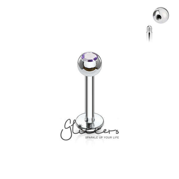 16GA 316L Surgical Steel Labret with Press Fit Gem 3mm Ball-Body Piercing Jewellery, Labret, Monroe-LS03-TZ-10-Glitters