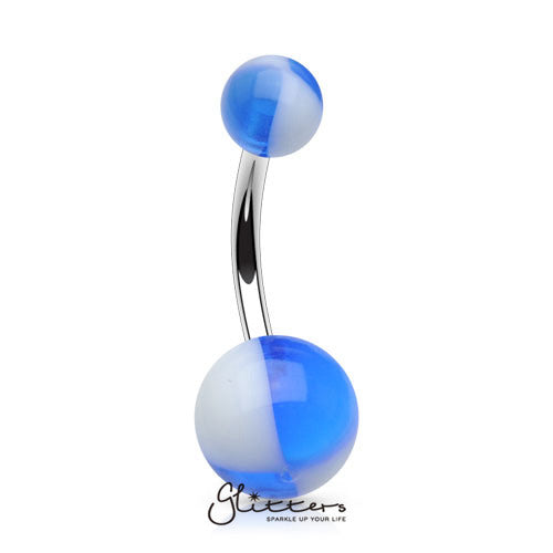 14 Gauge Acrylic Multi Color Balls - Blue/White-Belly Ring, Body Piercing Jewellery, Sale-NC4-B-2-Glitters