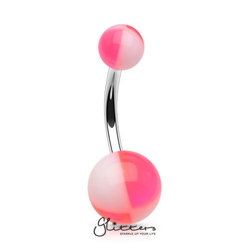 14 Gauge Acrylic Multi Color Balls - Pink/White-Belly Ring, Body Piercing Jewellery, Sale-NC4-P-7-Glitters