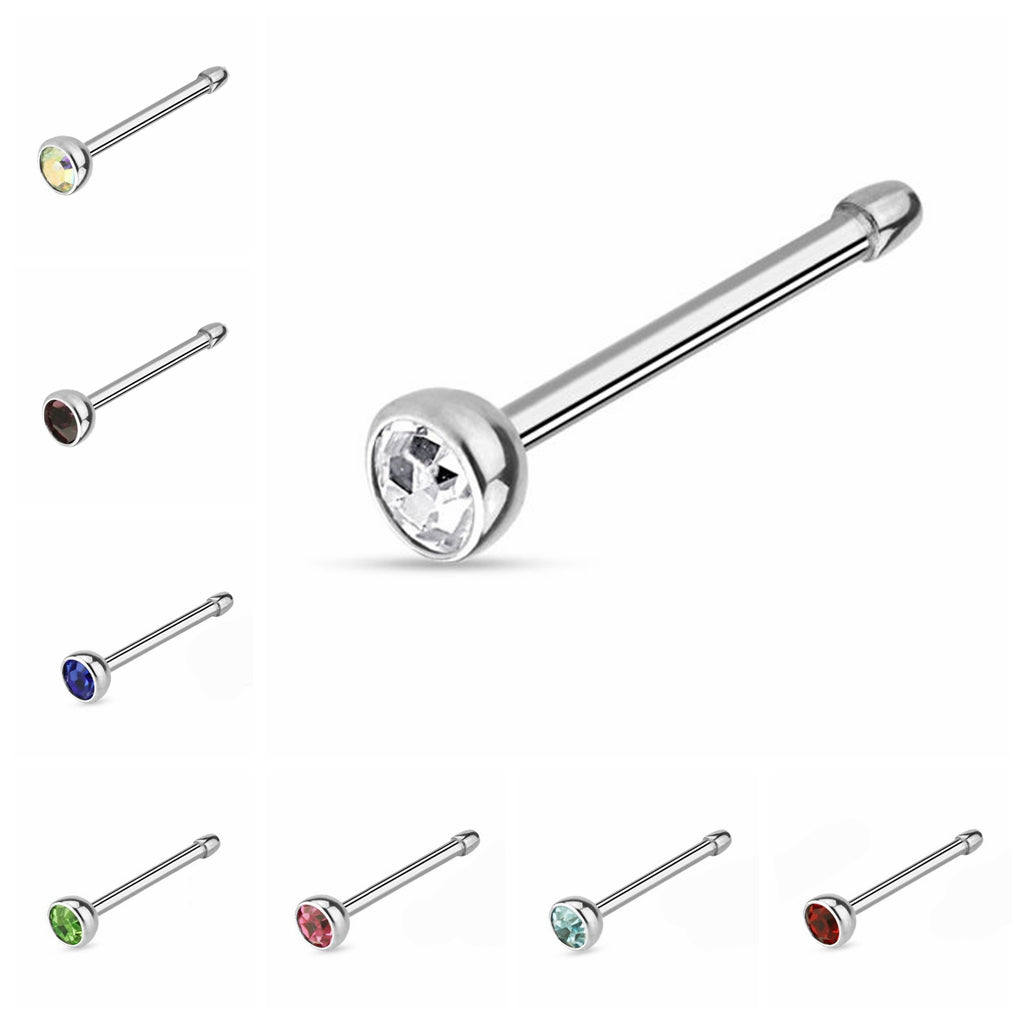 20GA 316L Surgical Steel Press Fit Nose Bone with C.Z-Body Piercing Jewellery, Nose Piercing Jewellery, nose pin, Nose Studs-NS0007-NEW-Glitters