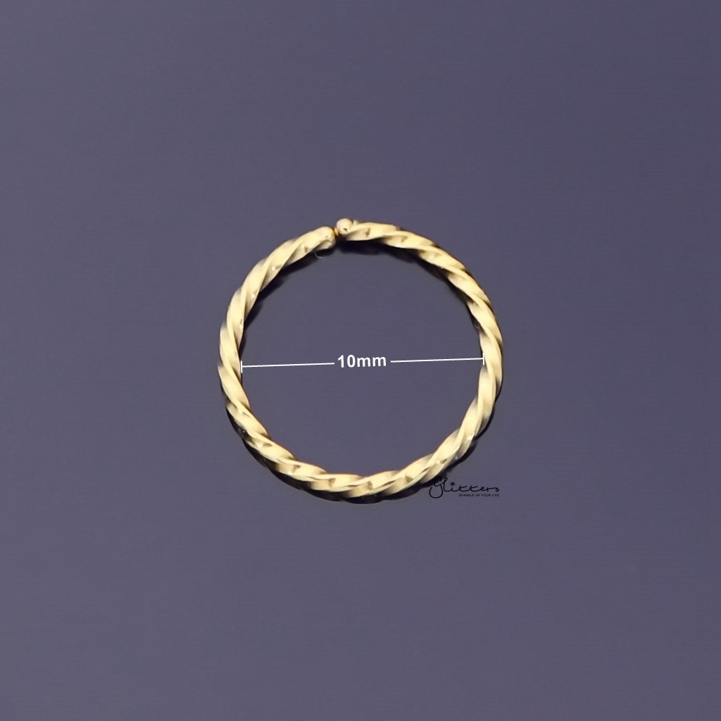 Twisted Surgical Steel Rounded Ends Bendable Nose Hoop Rings - Gold-Body Piercing Jewellery, Nose Piercing Jewellery, Nose Ring, Nose Studs, Septum Ring, Tragus-NS0076-G-10_1_New-Glitters