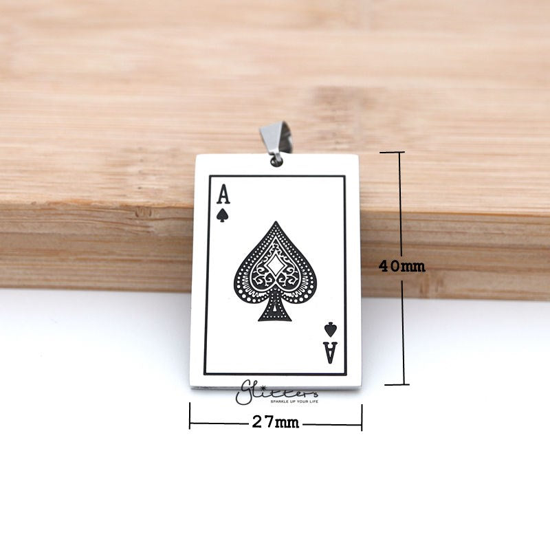 Stainless Steel Ace of Spades Card Pendant-Jewellery, Men's Jewellery, Men's Necklace, Necklaces, Pendants, Stainless Steel, Stainless Steel Pendant-SP0102_800-01_New-Glitters