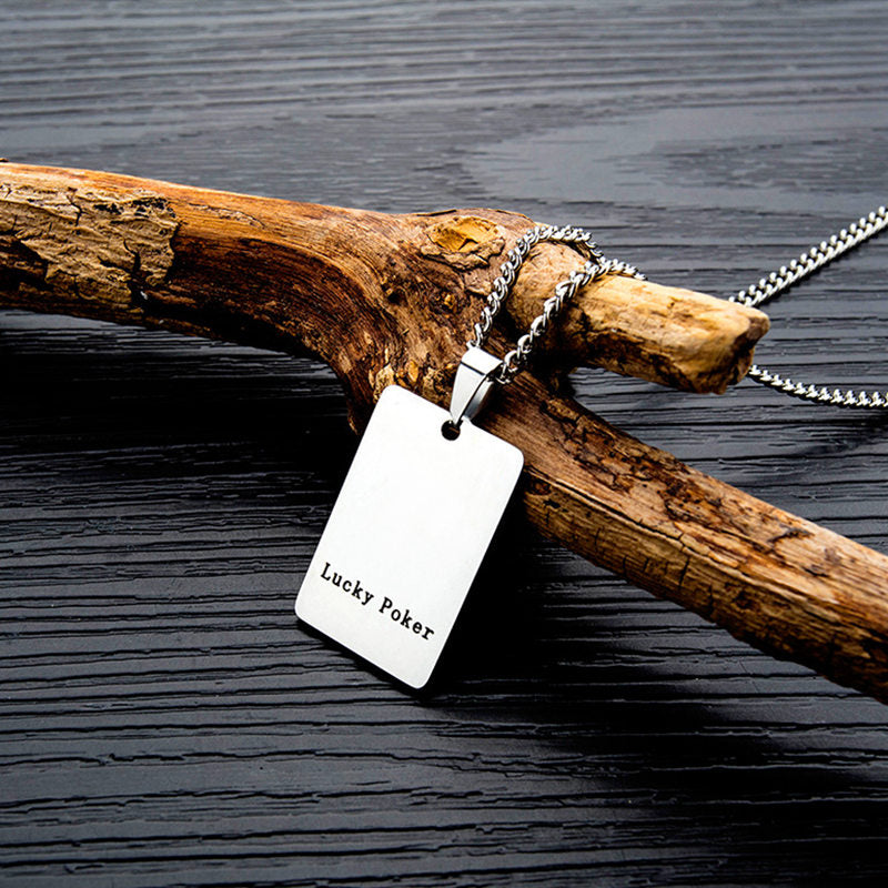 Stainless Steel Ace of Hearts Playing Card Pendant-Jewellery, Men's Jewellery, Men's Necklace, Necklaces, Pendants, Stainless Steel, Stainless Steel Pendant-SP0285_1-Glitters