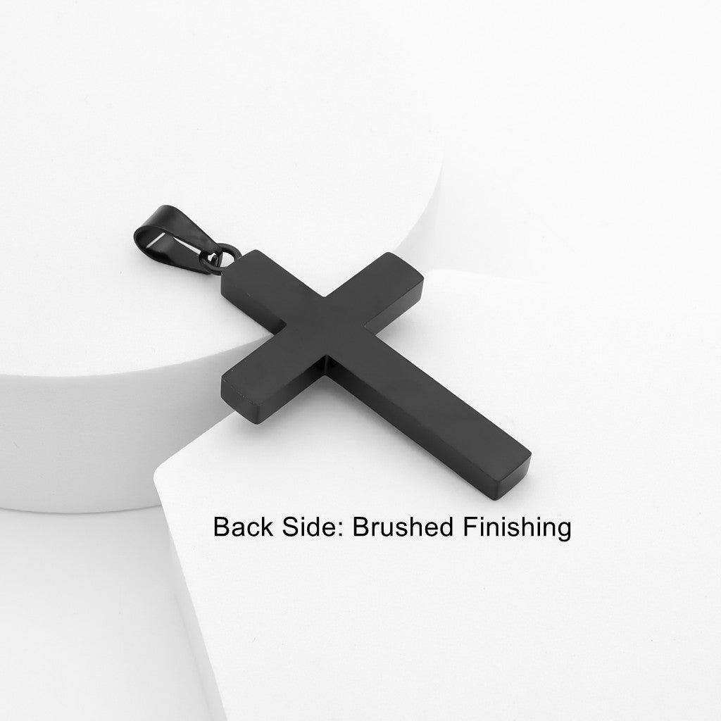 Lord's Prayer Cross Pendant - Black-Pendants-3-Glitters