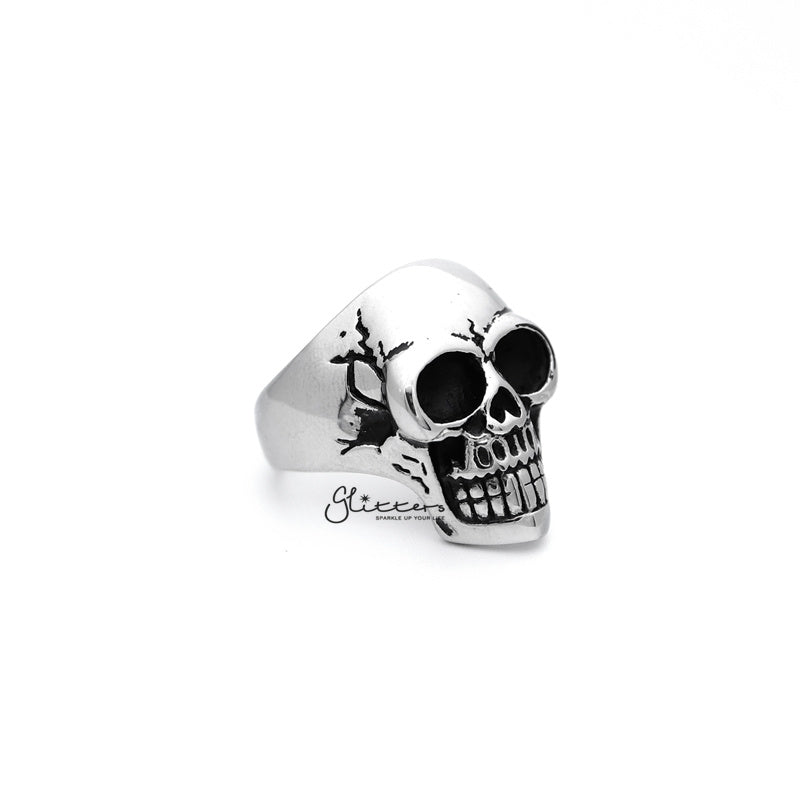 Antiqued Stainless Steel Classic Skull Head Casting Men's Rings-Jewellery, Men's Jewellery, Men's Rings, Rings, Stainless Steel, Stainless Steel Rings-SR0014_800-03-Glitters