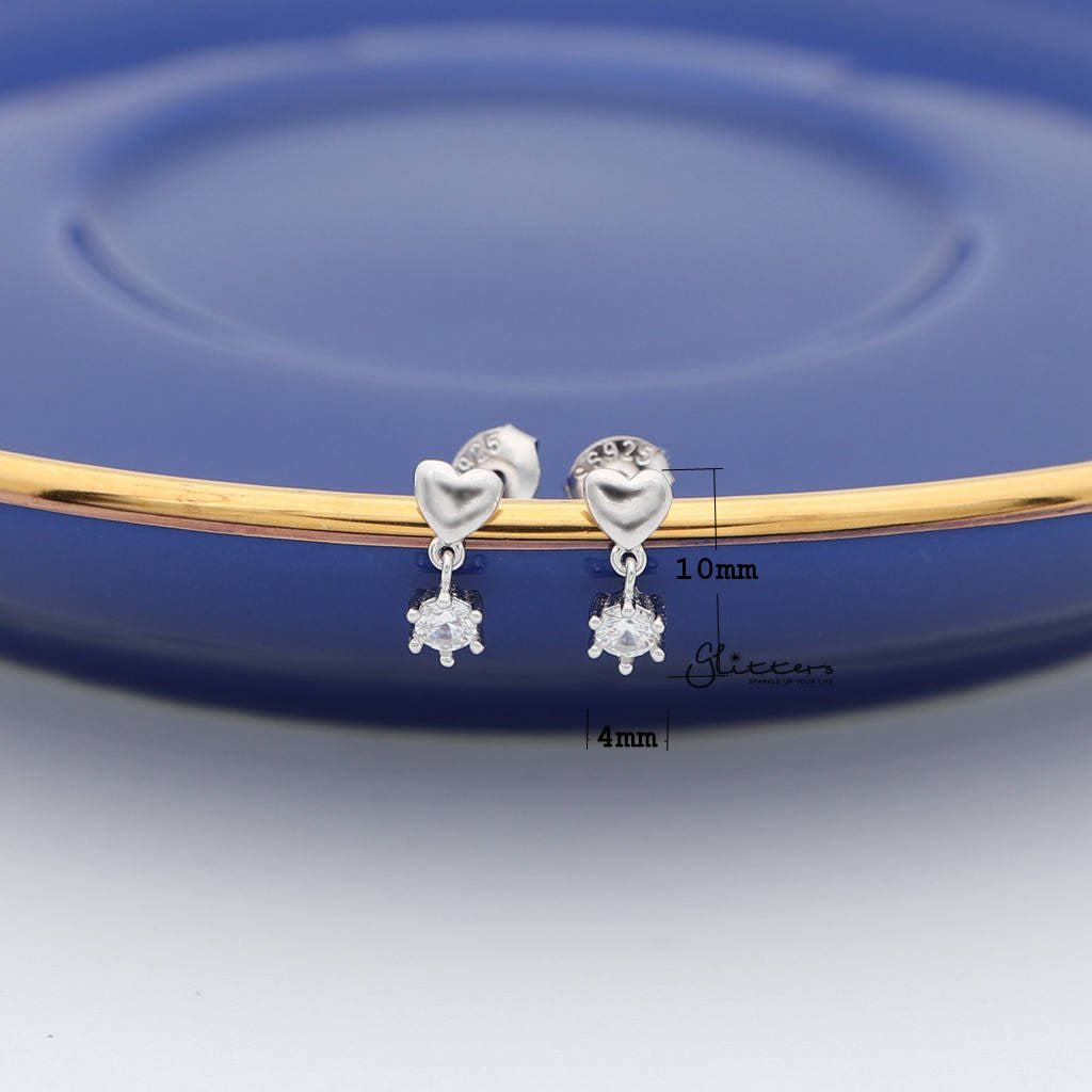 Sterling Silver Heart with Prong Setting C.Z Women's Stud Earrings-Cubic Zirconia, earrings, Jewellery, Stud Earrings, Women's Earrings, Women's Jewellery-SSE0265_1000-02_New-Glitters