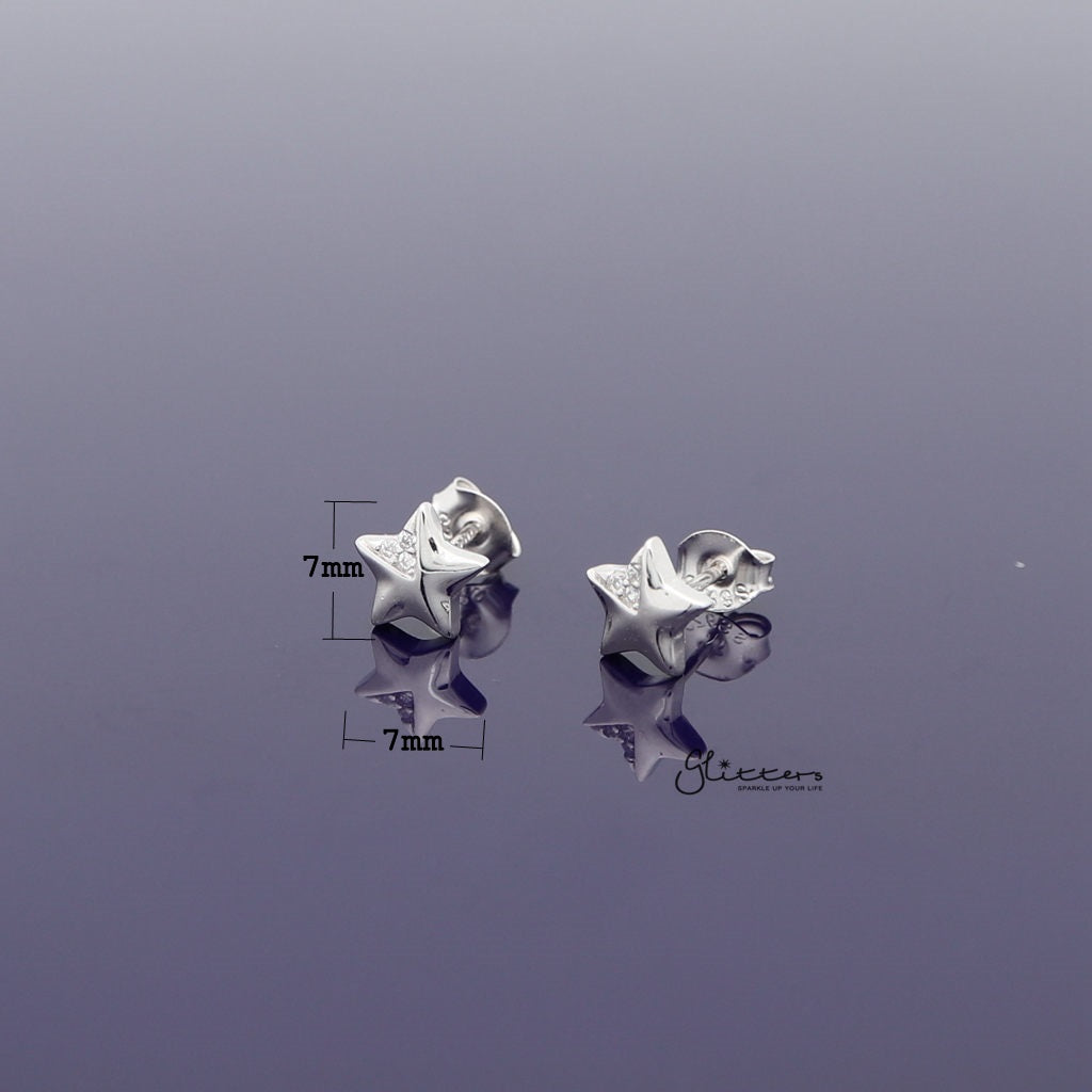 Sterling Silver Star with C.Z Women's Stud Earrings-Cubic Zirconia, earrings, Jewellery, Stud Earrings, Women's Earrings, Women's Jewellery-SSE0266_1000-02_New-Glitters