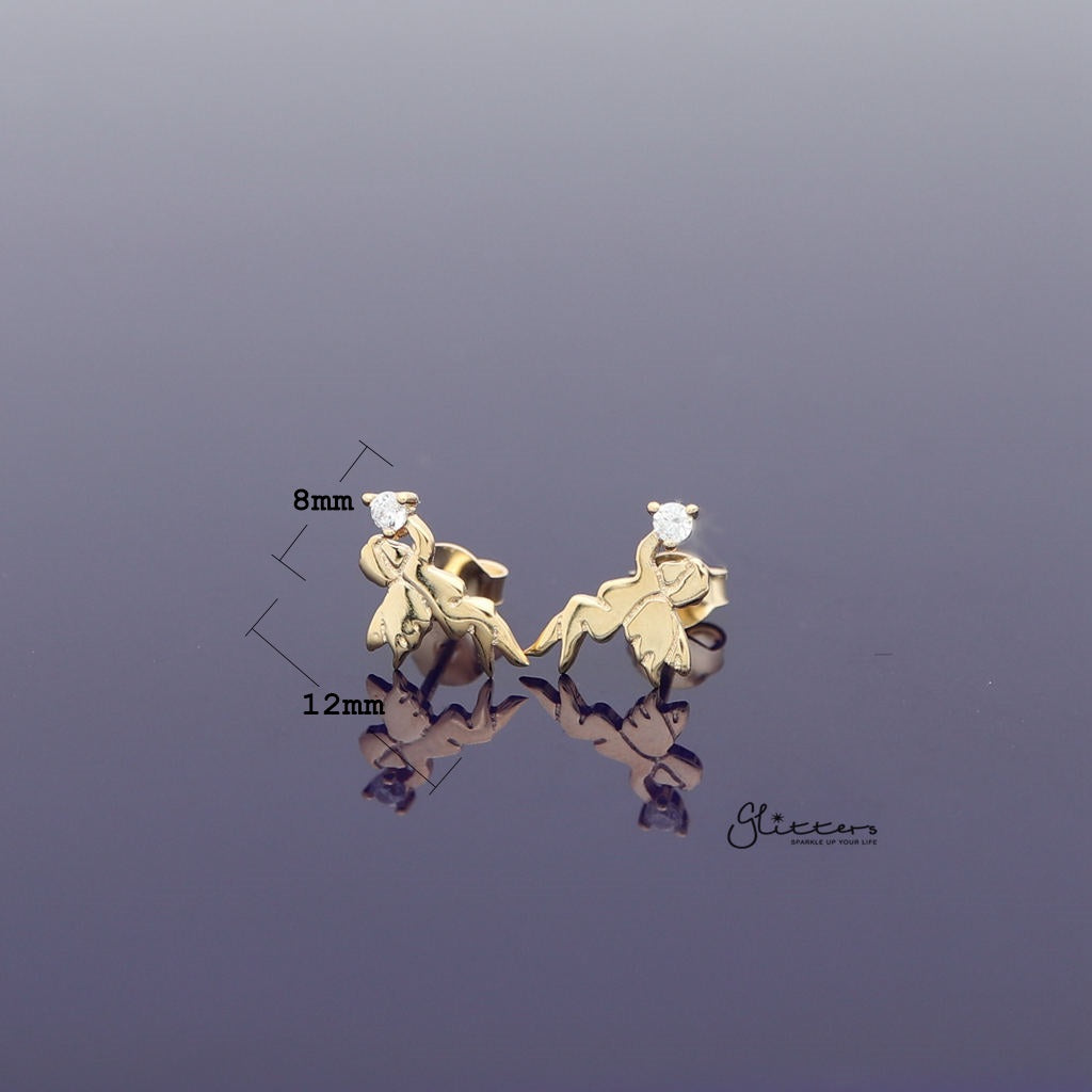 Sterling Silver Angel with C.Z Women's Stud Earrings - Silver | Gold-Cubic Zirconia, earrings, Jewellery, Stud Earrings, Women's Earrings, Women's Jewellery-SSE0267_1000-04_New-Glitters