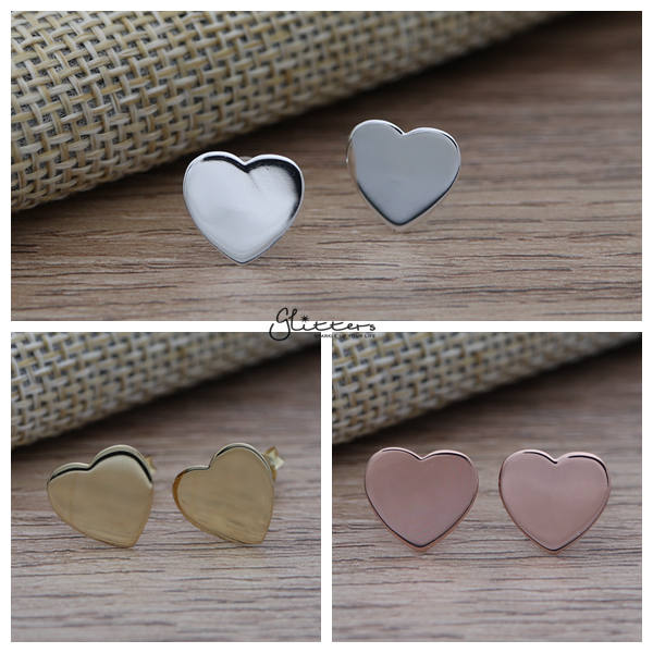 Solid 925 Sterling Silver Heart Stud Earrings-earrings, Jewellery, Stud Earrings, Women's Earrings, Women's Jewellery-SSE0315_All-Glitters