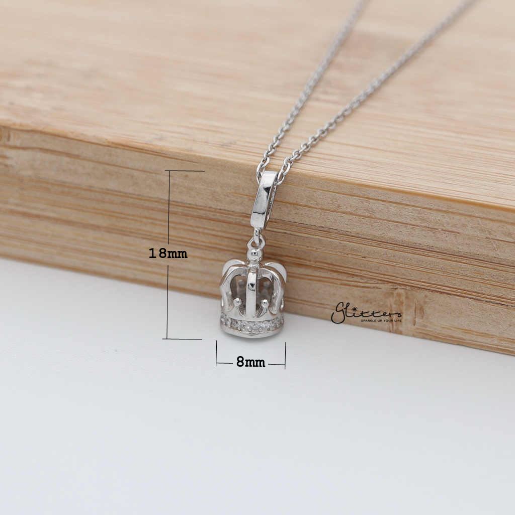 Sterling Silver 3D Crown Women's Necklace-Cubic Zirconia, Jewellery, Necklaces, Sterling Silver Necklaces, Women's Jewellery, Women's Necklace-SSP0136_1000-02_New-Glitters