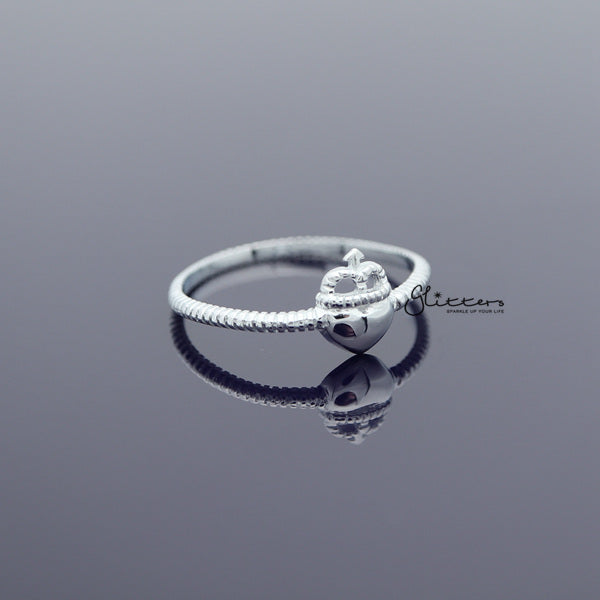 Sterling Silver Heart and Crown Women's Rings-Jewellery, Rings, Sterling Silver Rings, Women's Jewellery, Women's Rings-SSR0035_03-Glitters