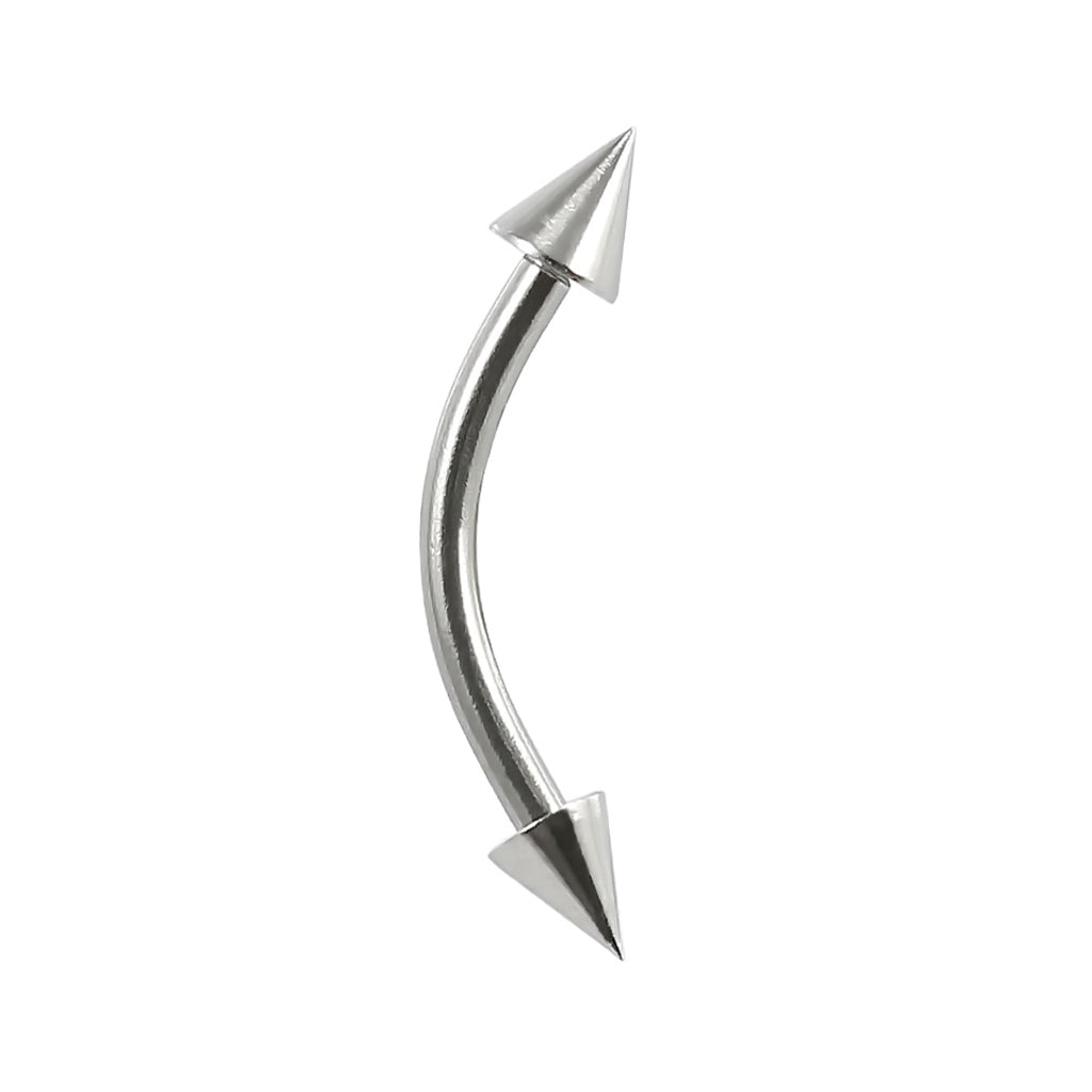 Titanium Curved Barbells with Internally Threaded Spikes-Body Piercing Jewellery, Cartilage, Conch Earrings, Eyebrow, New-TEB0001-1S_1-Glitters