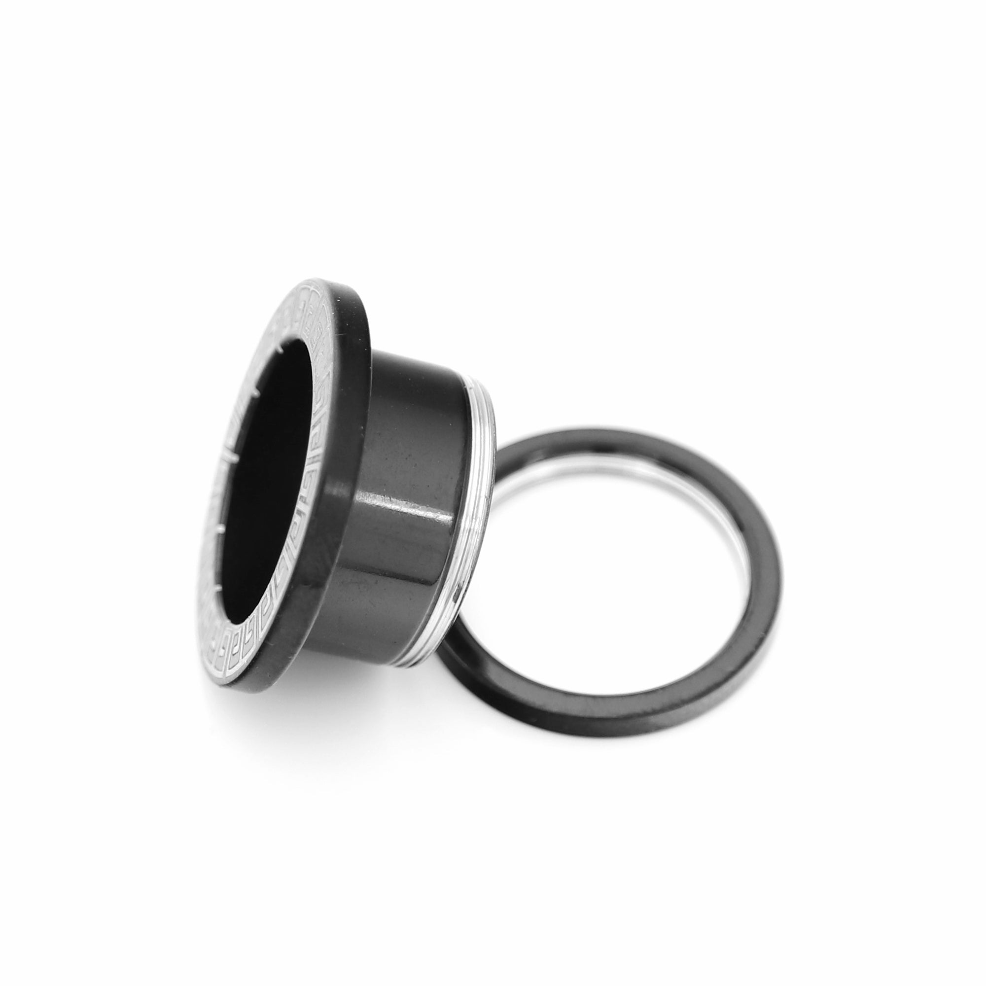 Black IP Over Surgical Steel Greek Key Screw Fit Flesh Tunnel Plugs-Body Piercing Jewellery, Plug, Tunnel-TL0062-3-Glitters