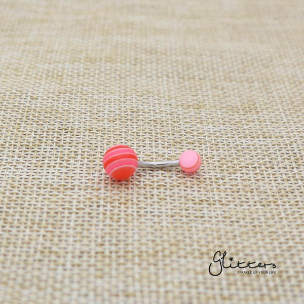 14 Gauge Acrylic Multi Color Strips Balls Belly Button Ring - Red-Belly Ring, Body Piercing Jewellery, Sale-bj0062-strip04-Glitters