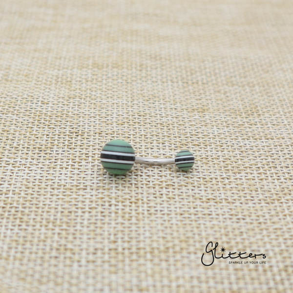 14 Gauge Acrylic Multi Color Strips Balls Belly Button Ring - Green-Belly Ring, Body Piercing Jewellery, Sale-bj0062-strip19-Glitters
