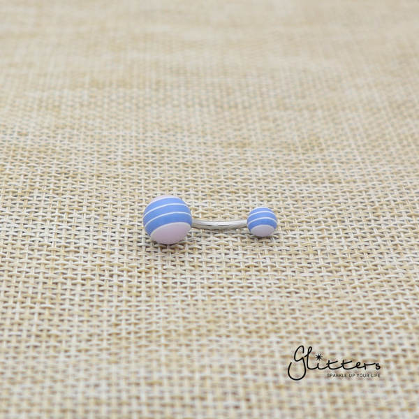 14 Gauge Acrylic Multi Color Strips Balls Belly Button Ring - Blue-Belly Ring, Body Piercing Jewellery, Sale-bj0062-strip49-Glitters