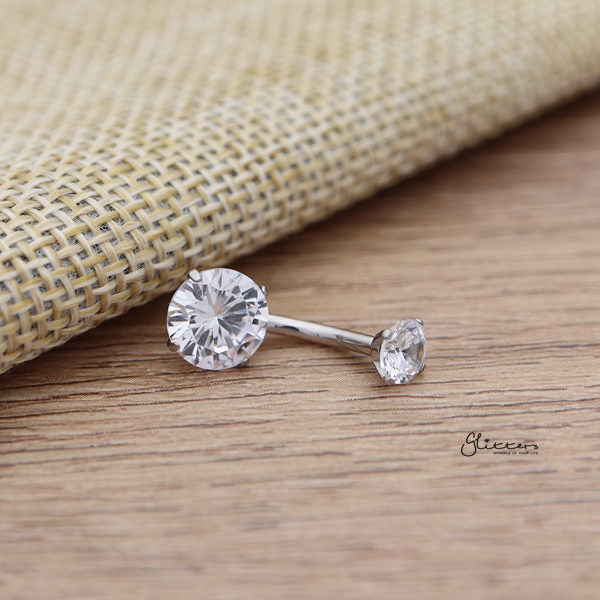 316L Surgical Steel Internally Threaded Prong Set Cubic Zirconia Belly Button Rings-Belly Ring, Body Piercing Jewellery, Cubic Zirconia-bj0305-wt_600-Glitters