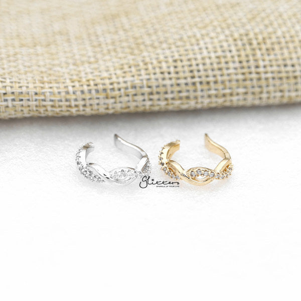 C.Z Infinity Ear Cuffs - Non Piercing Ear Cuffs-Body Piercing Jewellery, Cubic Zirconia, Ear Cuffs, earrings, Jewellery, Women's Earrings, Women's Jewellery-ec0085-a_600-Glitters