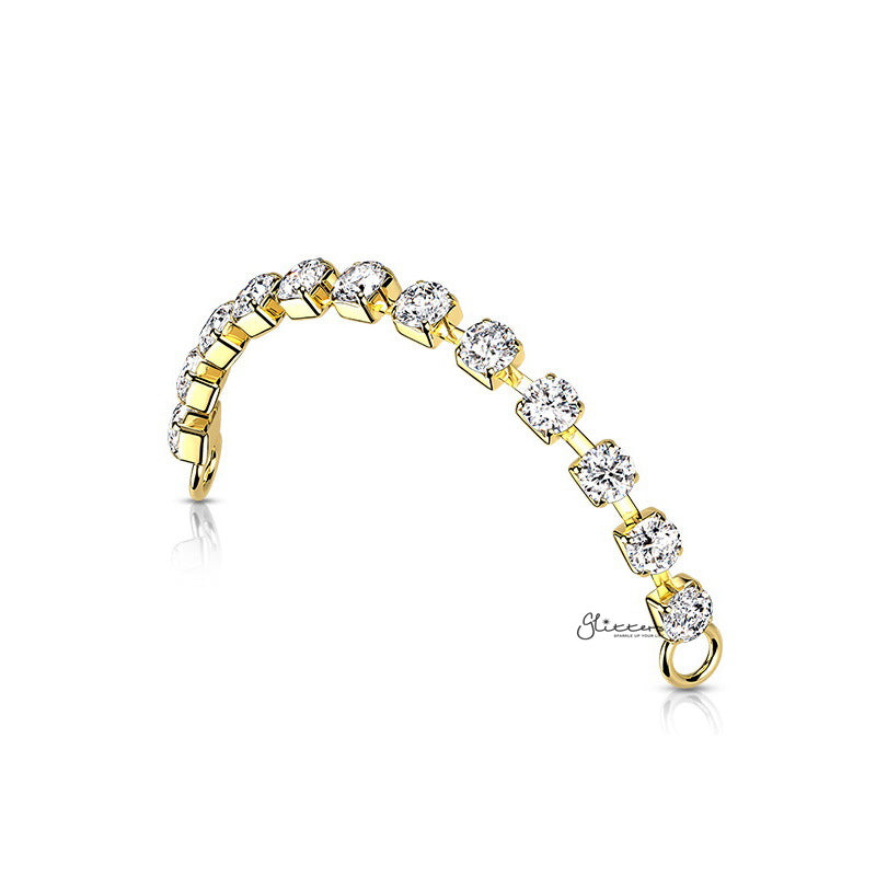 Crystal set Connector Chain - Gold-Body Jewelry Parts, Body Piercing Jewellery, Crystal, Ear Chain, Ear Cuffs, Earrings, Jewellery, Nose Piercing, Nose Piercing Jewellery, Nose Studs-ec0107-g_1-Glitters