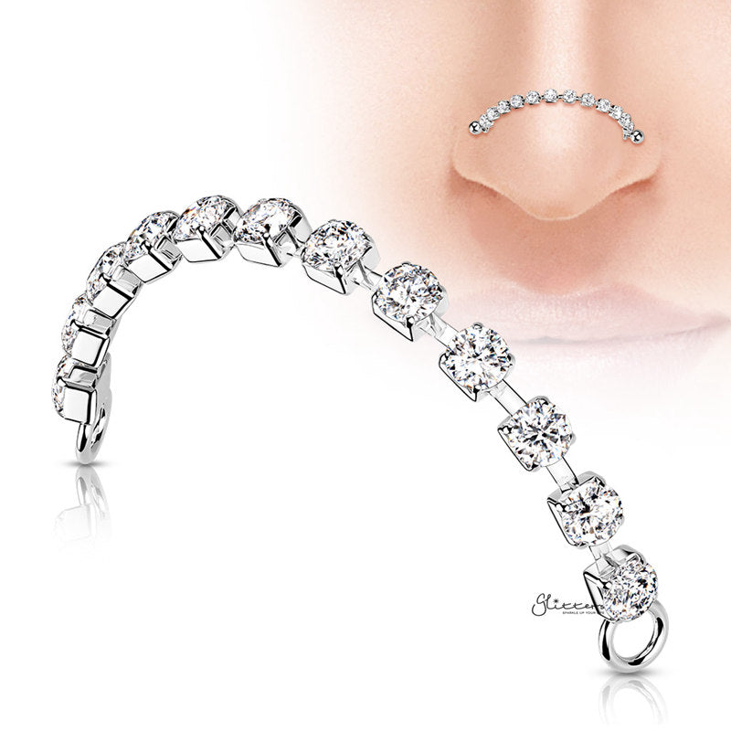 Crystal set Connector Chain - Silver-Body Jewelry Parts, Body Piercing Jewellery, Crystal, Ear Chain, Ear Cuffs, Earrings, Jewellery, Nose Piercing, Nose Piercing Jewellery, Nose Studs-ec0107-s2_1-Glitters