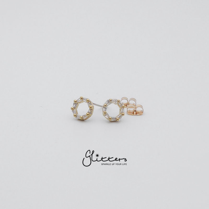 Circle Hollow Cubic Zirconia Stud Earrings with Sterling Silver Post-Cubic Zirconia, earrings, Jewellery, Sterling Silver Post, Stud Earrings, Women's Earrings, Women's Jewellery-er1419_3-Glitters