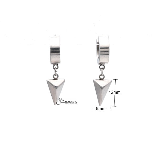 Stainless Steel Drop Triangle Huggie Hoop Earrings-earrings, Hoop Earrings, Huggie Earrings, Jewellery, Men's Earrings, Men's Jewellery, Stainless Steel, Women's Earrings-er1477-s_600_New-Glitters