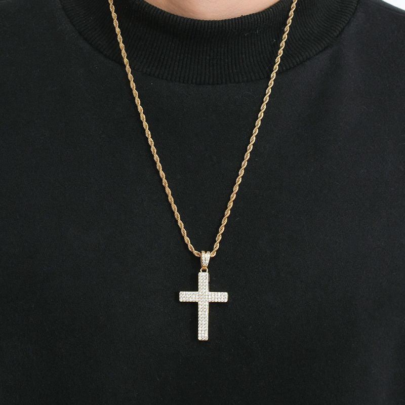 Iced Out Micro CZ Pave Cross Pendant - Gold-Hip Hop, Hip Hop Pendant, Iced Out, Men's Necklace, Necklaces, Pendants-nk1074M_76b82a37-1e02-4434-924f-fec1f6968948-Glitters