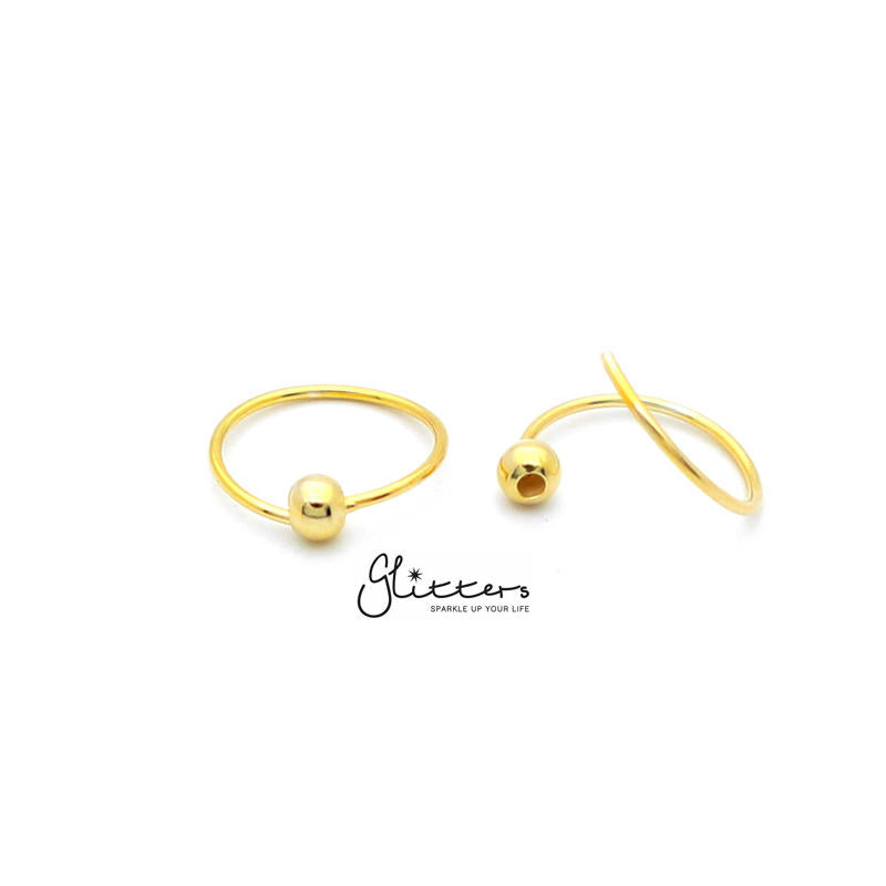 20GA 18K Gold I.P Sterling Silver Bendable Nose Hoop Rings-Body Piercing Jewellery, Nose Piercing Jewellery, Nose Ring, Nose Studs, Tragus, Women's Earrings-ns0064-3-Glitters