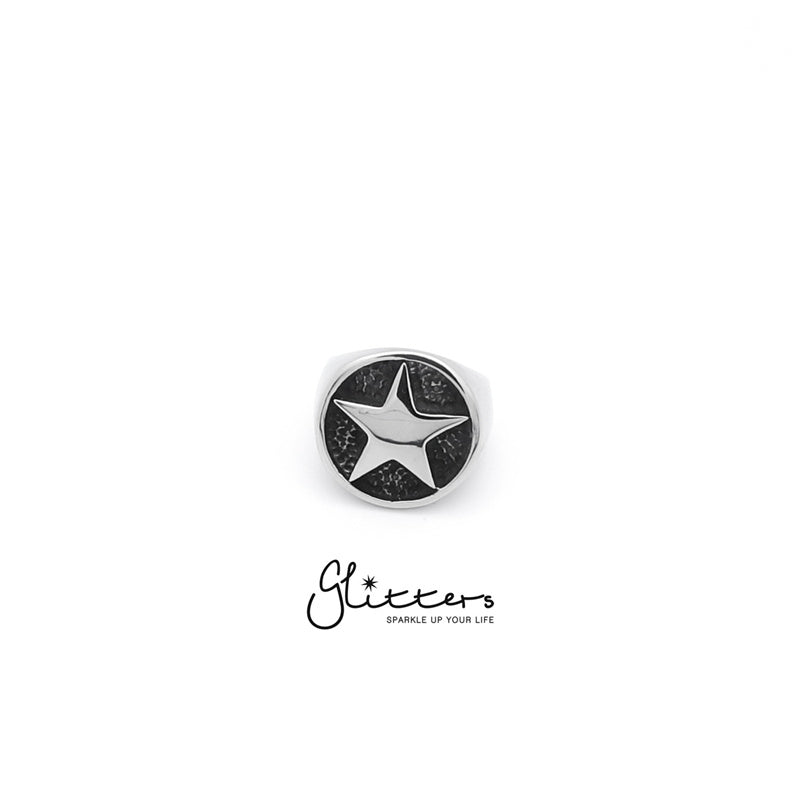Stainless Steel Star Cast Ring-Jewellery, Men's Jewellery, Men's Rings, Rings, Stainless Steel, Stainless Steel Rings-sr0138_1-Glitters