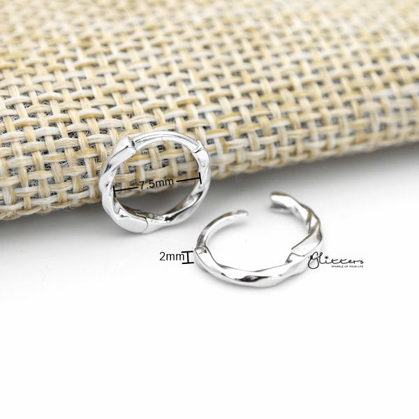 925 Sterling Silver Twisted Pattern One-Touch Huggie Hoop Earrings-earrings, Hoop Earrings, Jewellery, Twist, Women's Earrings, Women's Jewellery-sse0366-s_600_New-Glitters