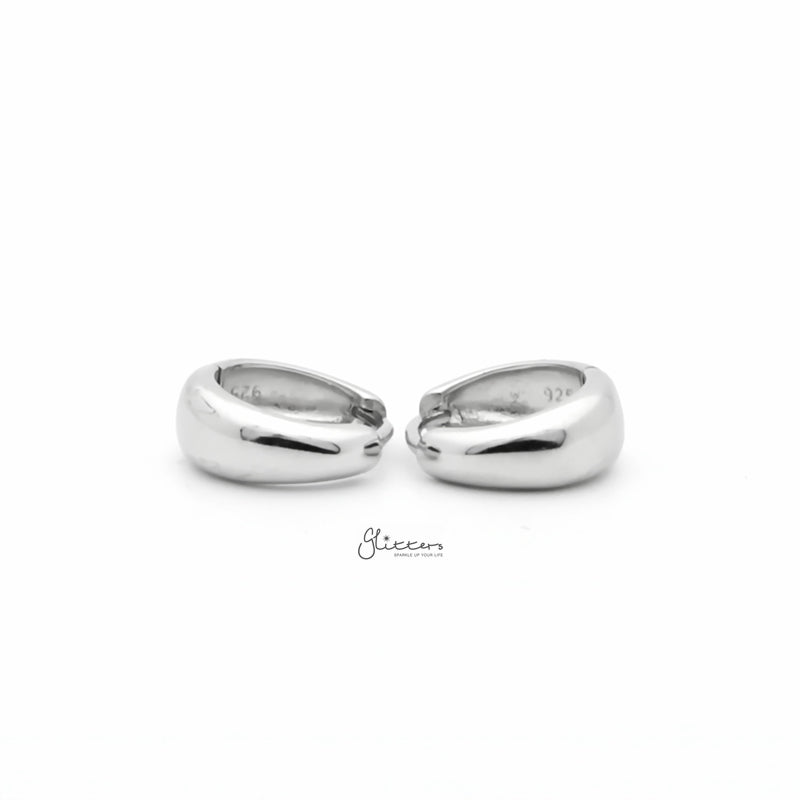 Plain Tapered Huggie Hoop Earrings - Silver-earrings, Hoop Earrings, Jewellery, Women's Earrings, Women's Jewellery-sse0427s4_800-Glitters