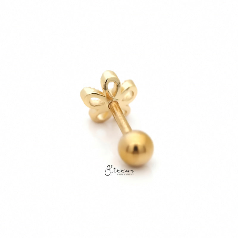 Flower with C.Z Center Cartilage Tragus Barbell - Gold-Body Piercing Jewellery, Cartilage, Cubic Zirconia, Flat back, Jewellery, Tragus, Women's Earrings, Women's Jewellery-tg0065-g-4_800-Glitters