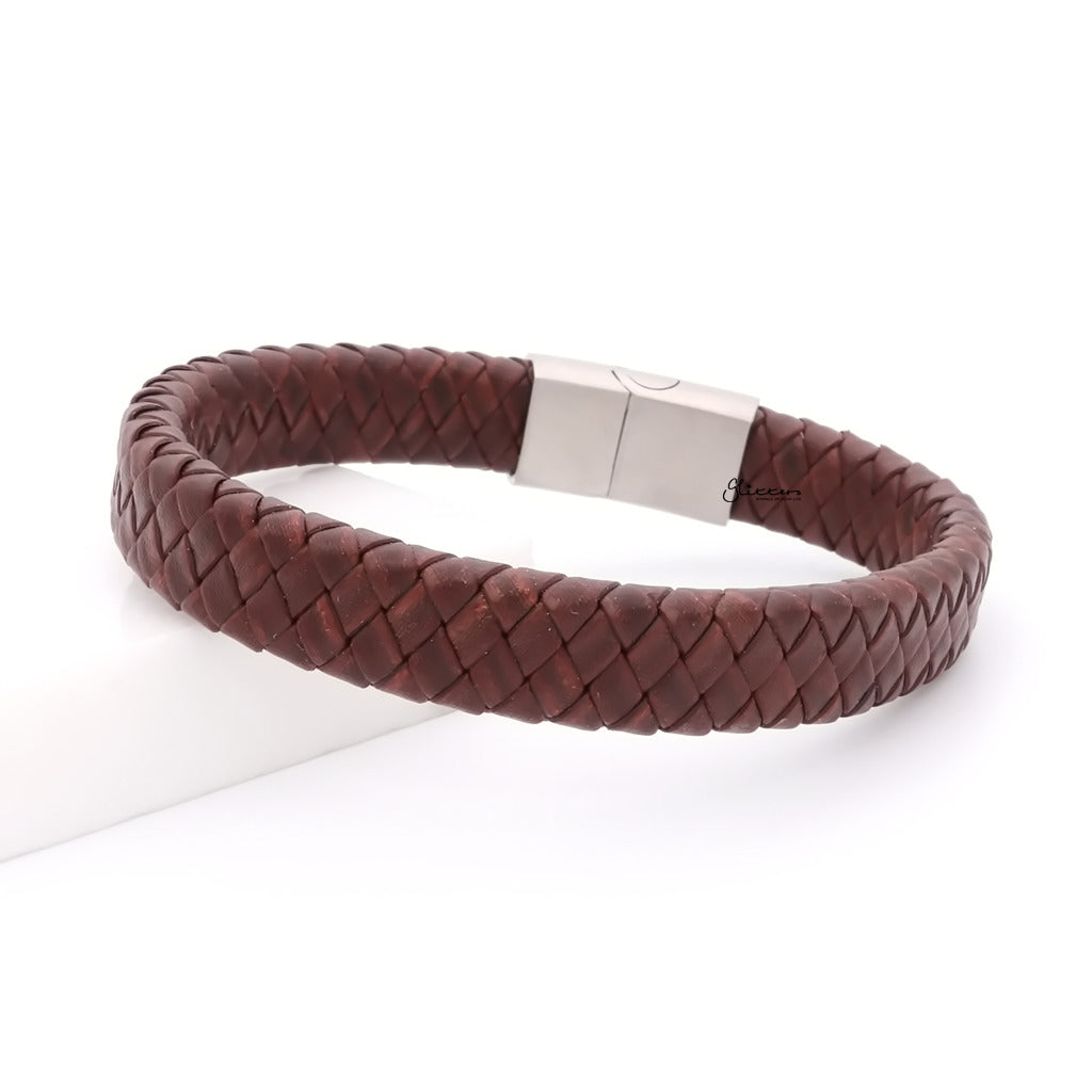 Classic Brown Braided Leather Bracelet-Leather Bracelets-2-Glitters