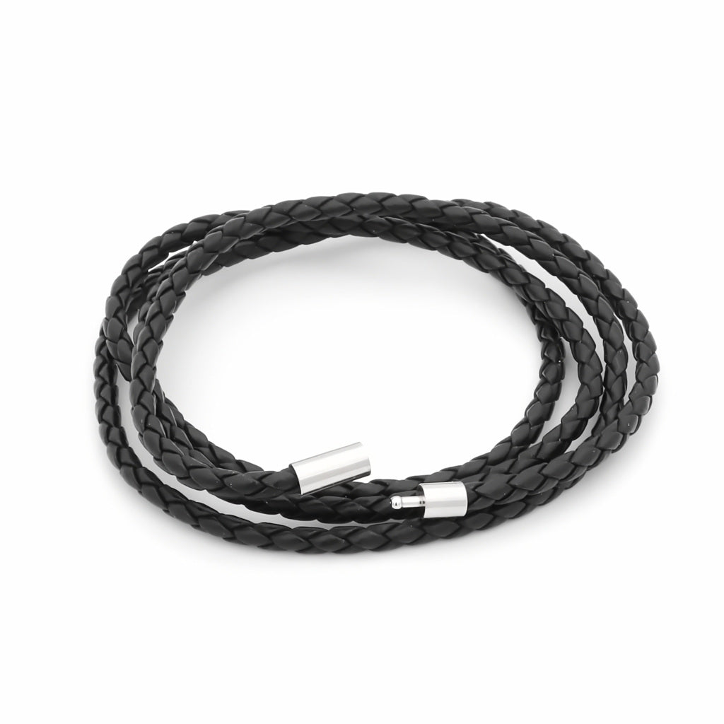 Multilayer Push In Black Leather Bracelet-Leather Bracelets-2-Glitters