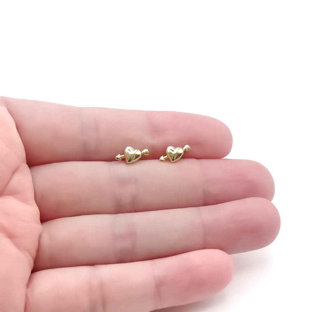 Cupid Arrow Heart Stud Earrings
