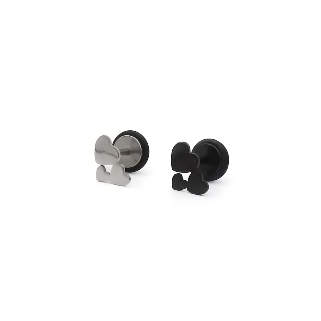 Stainless Steel Triple Heart Fake Plug Earring