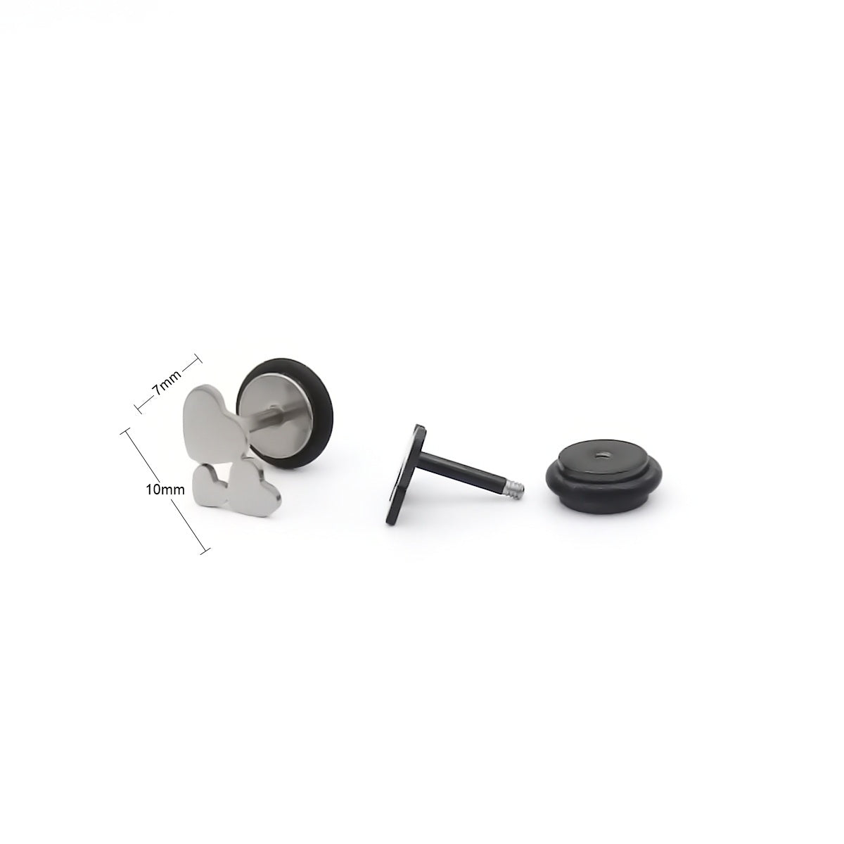Stainless Steel Triple Heart Fake Plug Earring