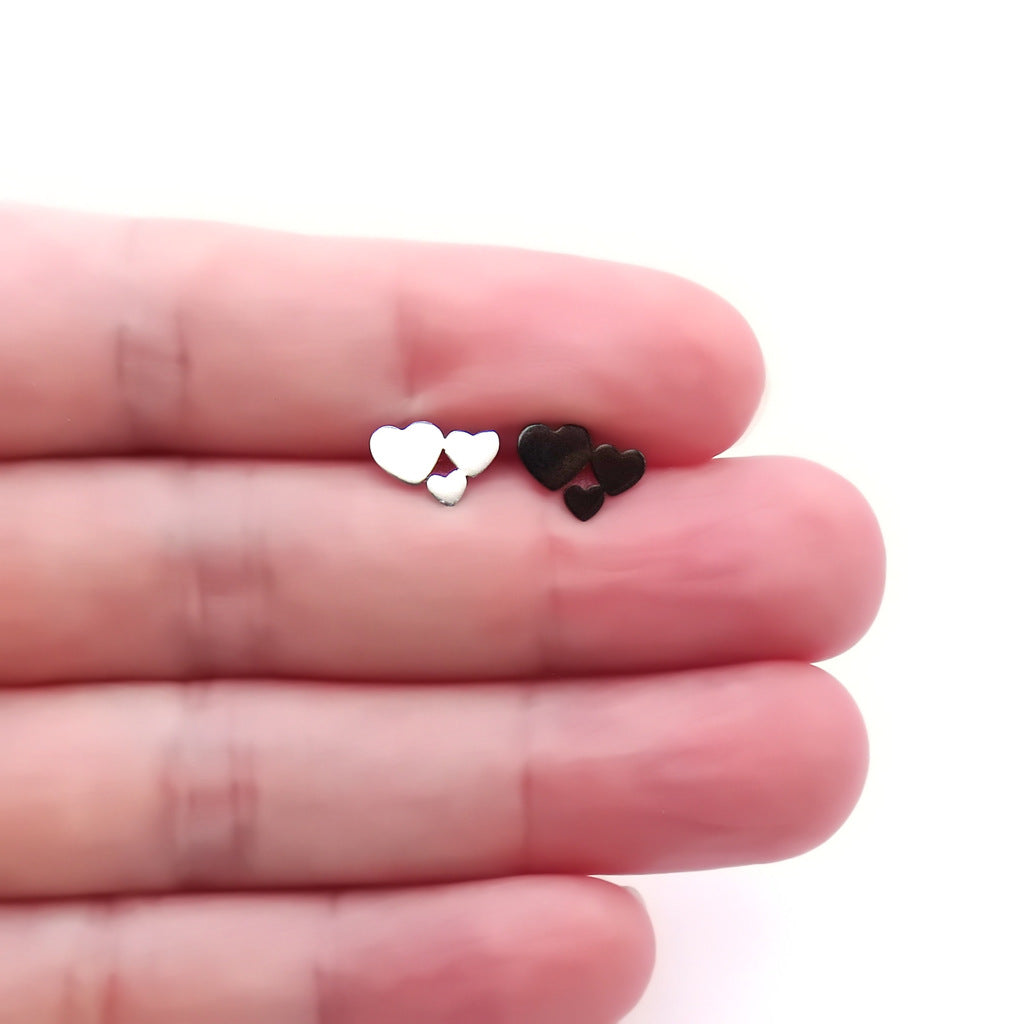 Stainless Steel Triple Heart Fake Plug Earring