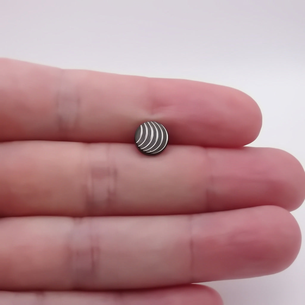 Stainless Steel Engraved Wave Stripe Fake Plug Earring