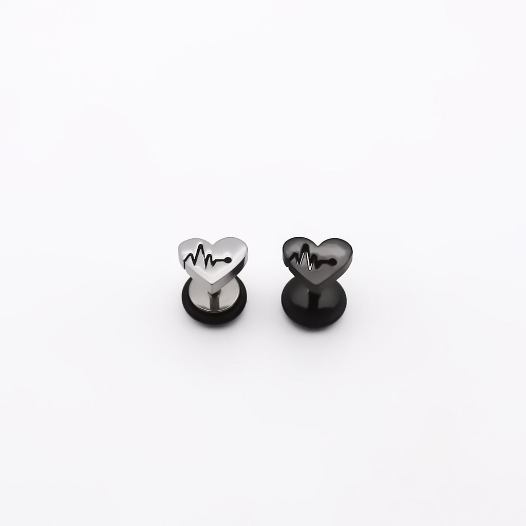 Stainless Steel Heartbeat Heart Fake Plug Earring