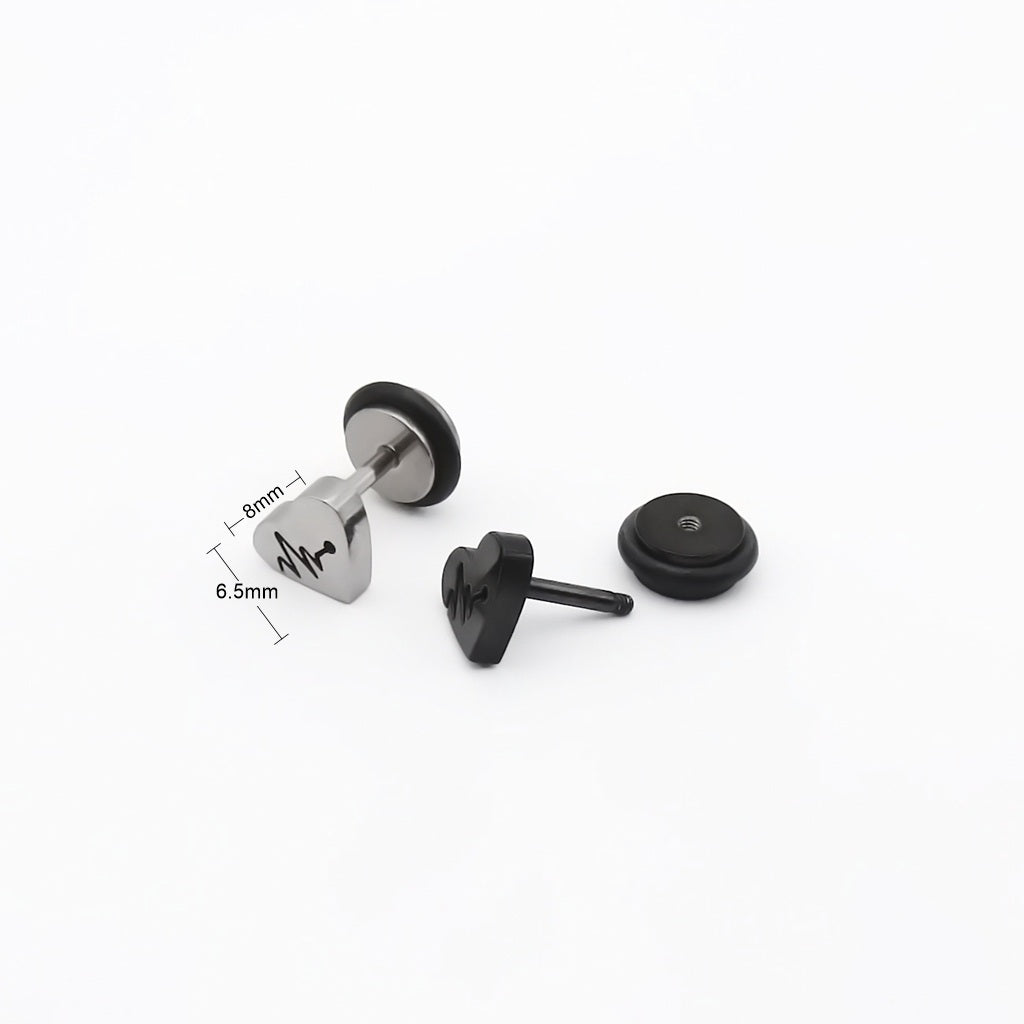 Stainless Steel Heartbeat Heart Fake Plug Earring