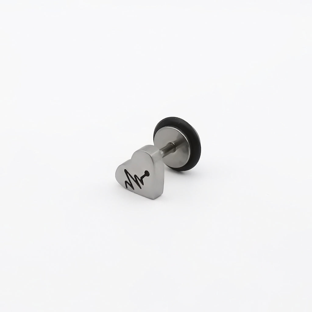 Stainless Steel Heartbeat Heart Fake Plug Earring