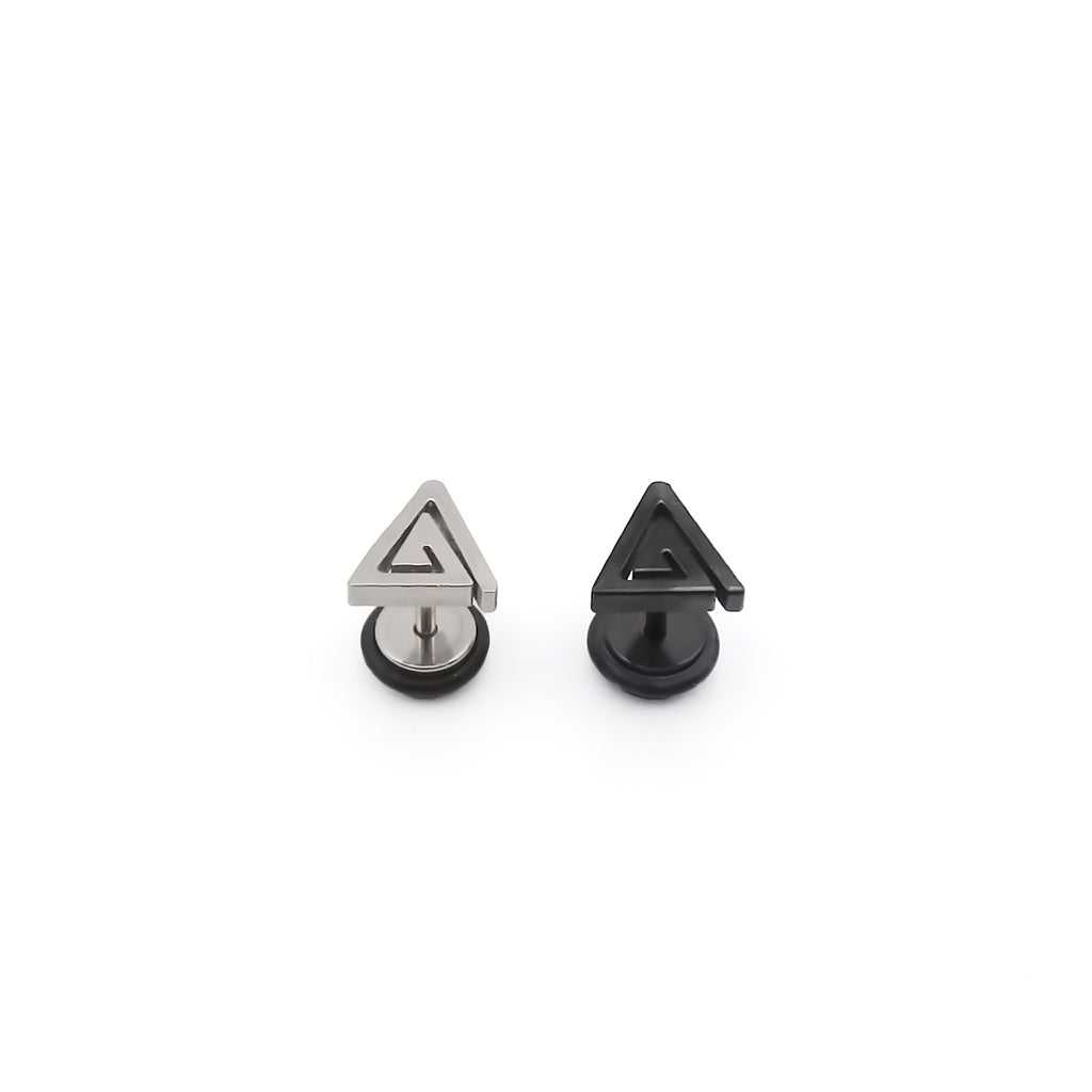Stainless Steel Geometric Triangle Fake Plug Earring