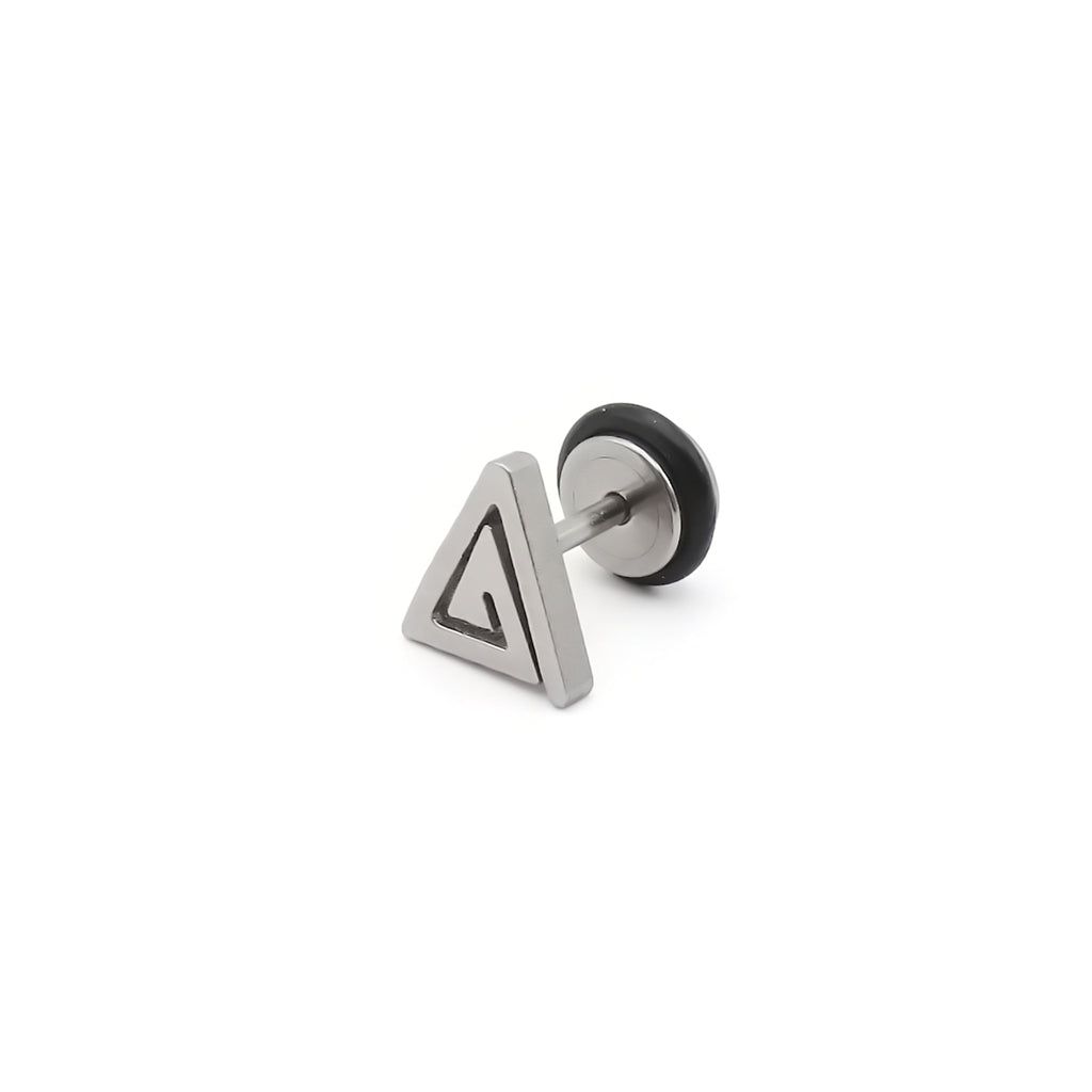 Stainless Steel Geometric Triangle Fake Plug Earring