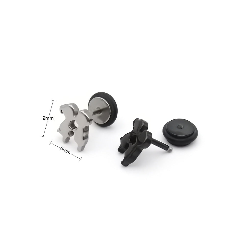 Stainless Steel Kissing Boy and Girl Fake Plug Earring
