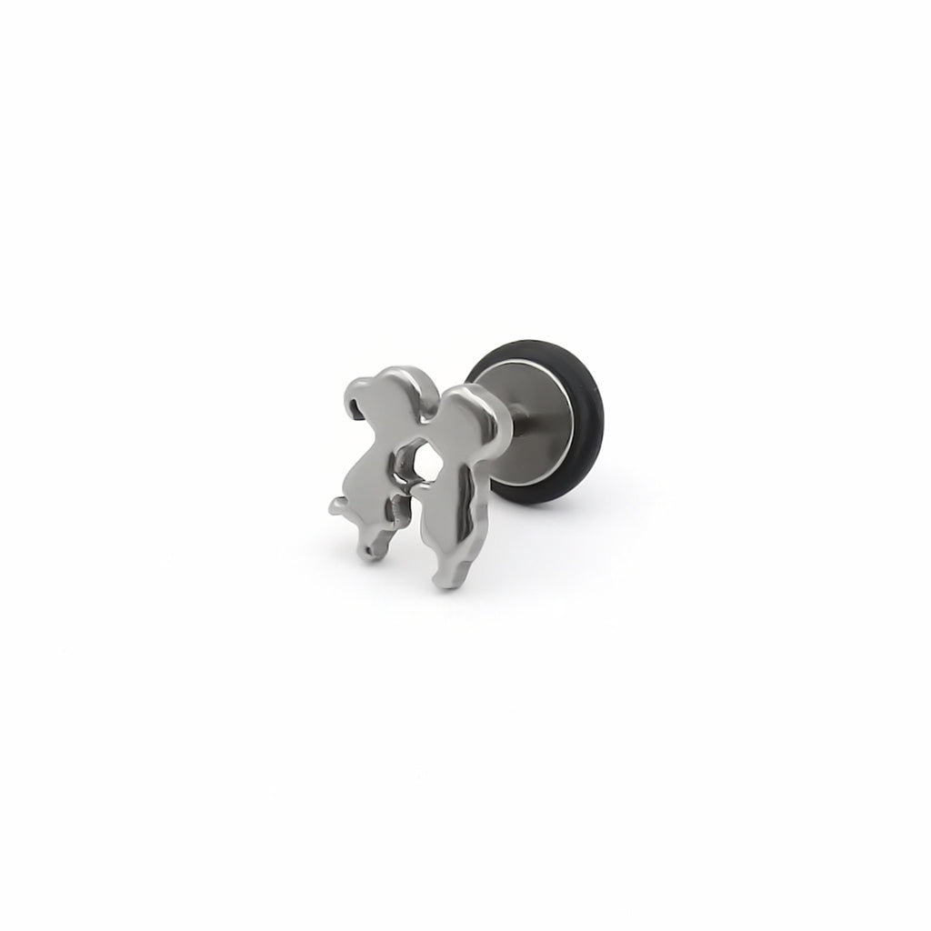 Stainless Steel Kissing Boy and Girl Fake Plug Earring