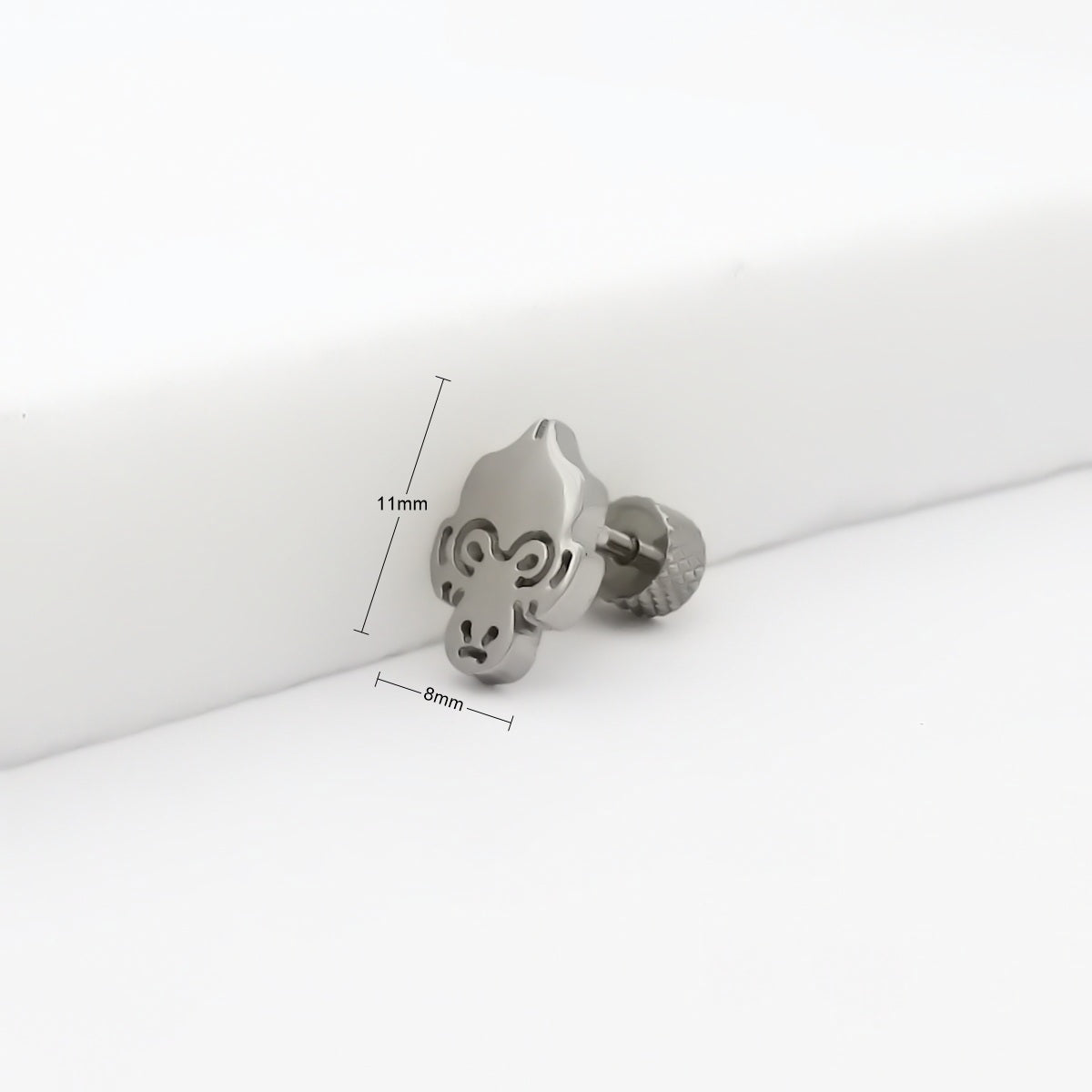 Stainless Steel Monkey Face Fake Plug Earring