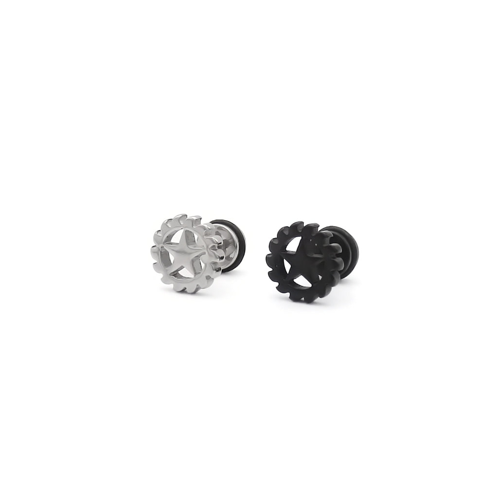 Stainless Steel Gear Star Fake Plug Earring