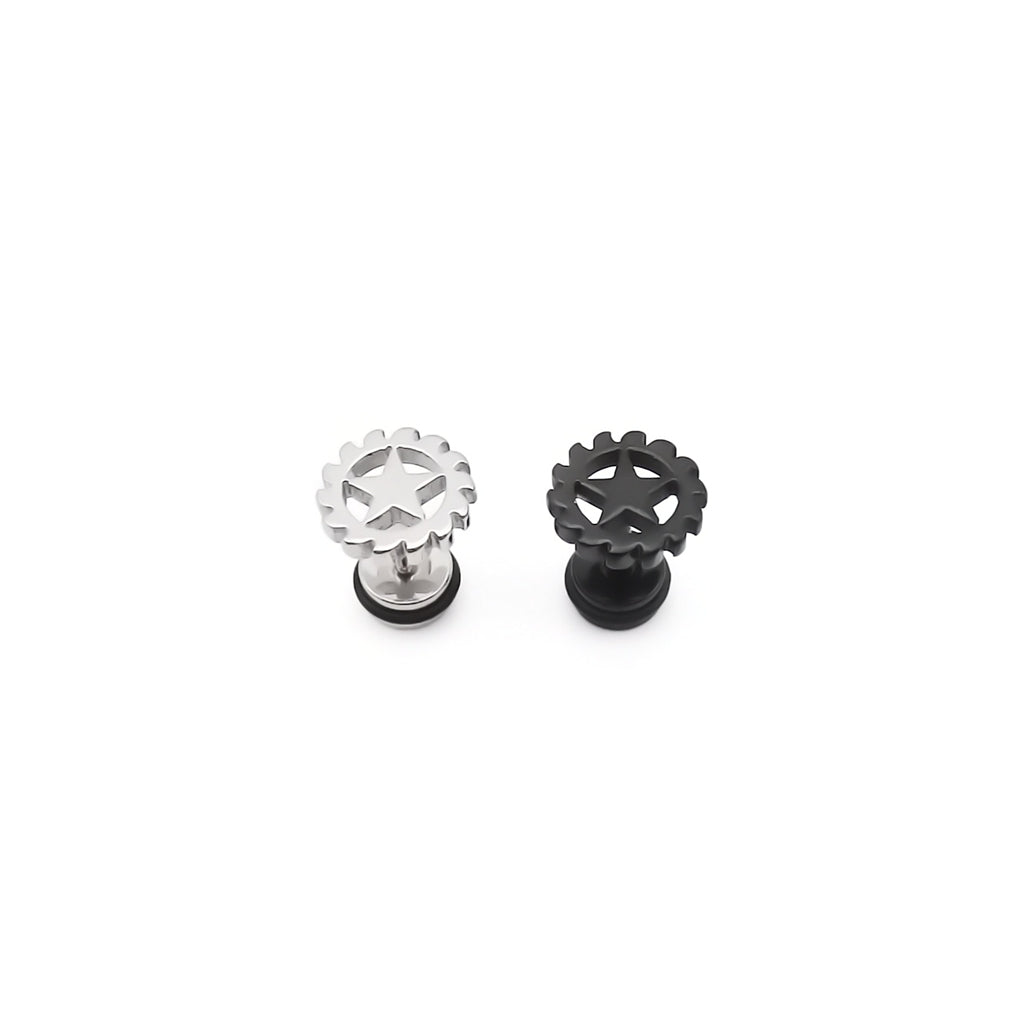 Stainless Steel Gear Star Fake Plug Earring