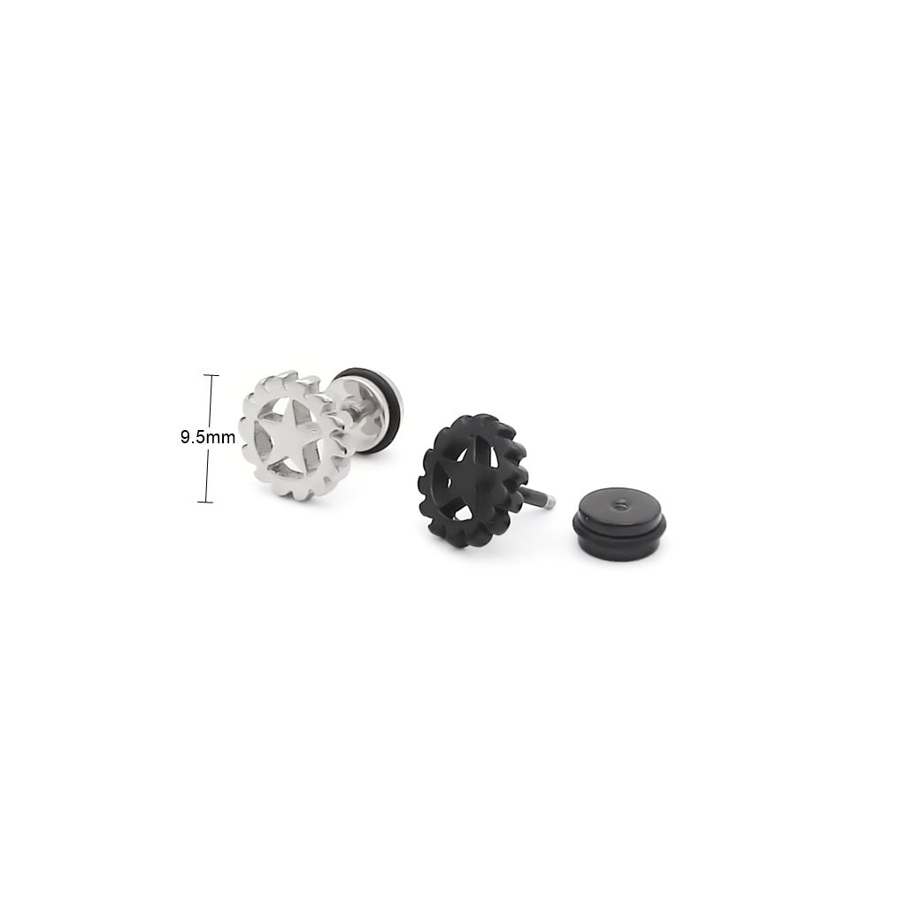 Stainless Steel Gear Star Fake Plug Earring